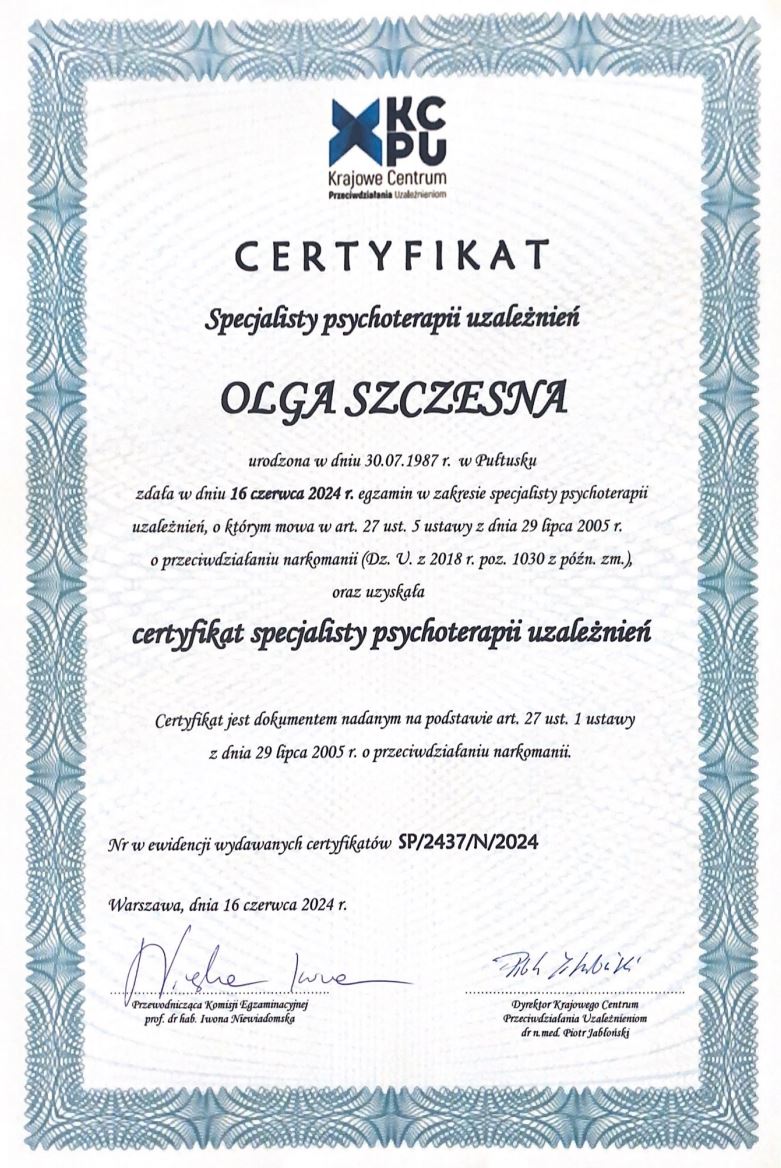 psychoterapia uzaleznien